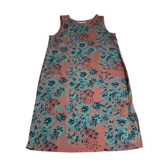 Plant Kween x Tonle Dress Womens L Brown Handprinted Maxi Sleeveless Lagenlook - Picture 1 of 14